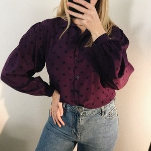 Jaeger Vintage Blouse in Purple and Black